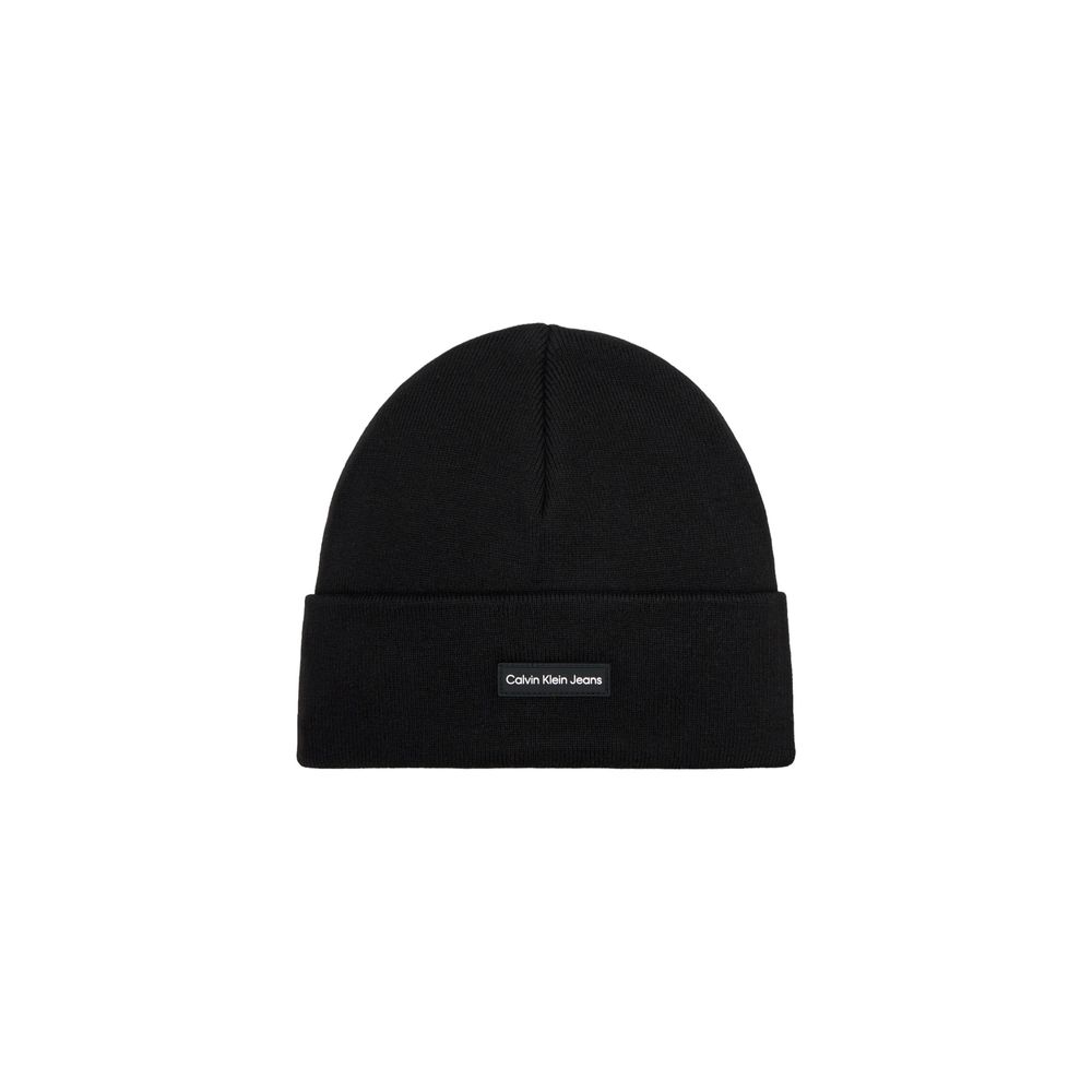 Calvin Klein Black Wool Beanie for Effortless Elegance