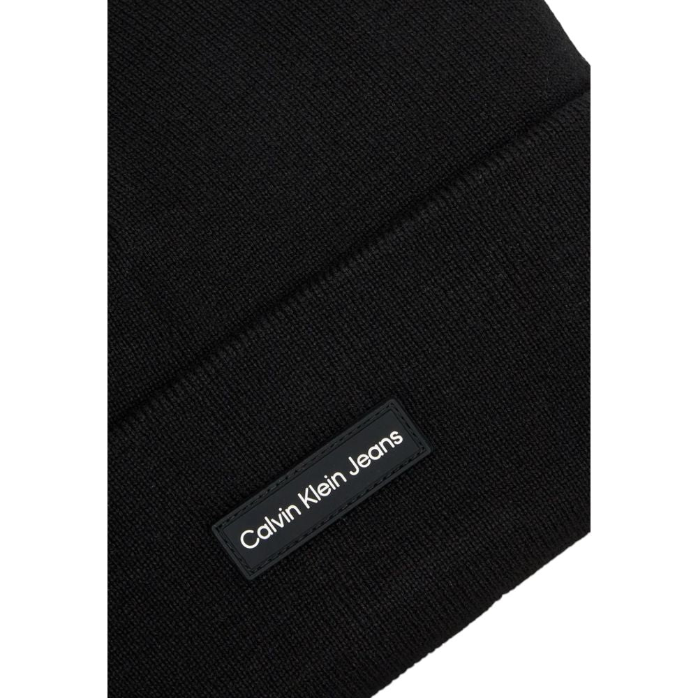 Calvin Klein Black Wool Beanie for Effortless Elegance