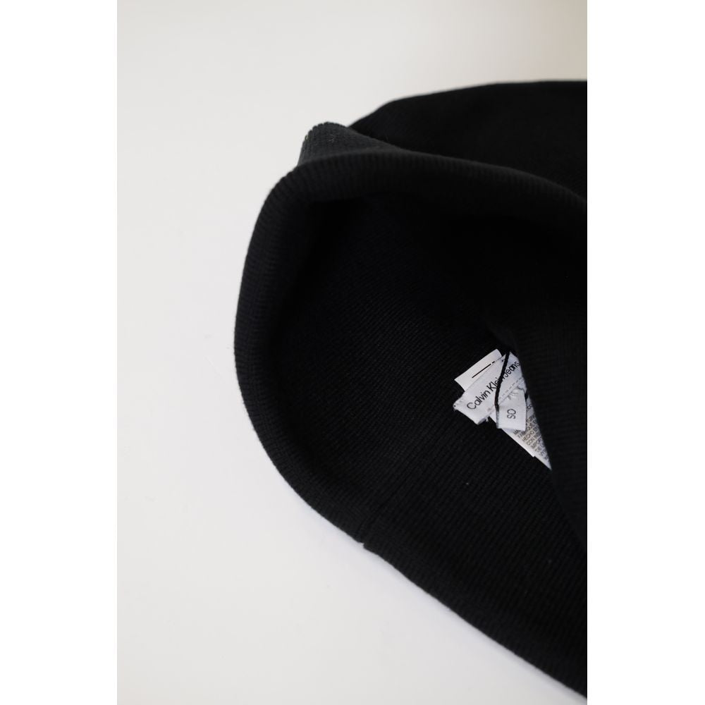 Calvin Klein Black Wool Beanie for Effortless Elegance