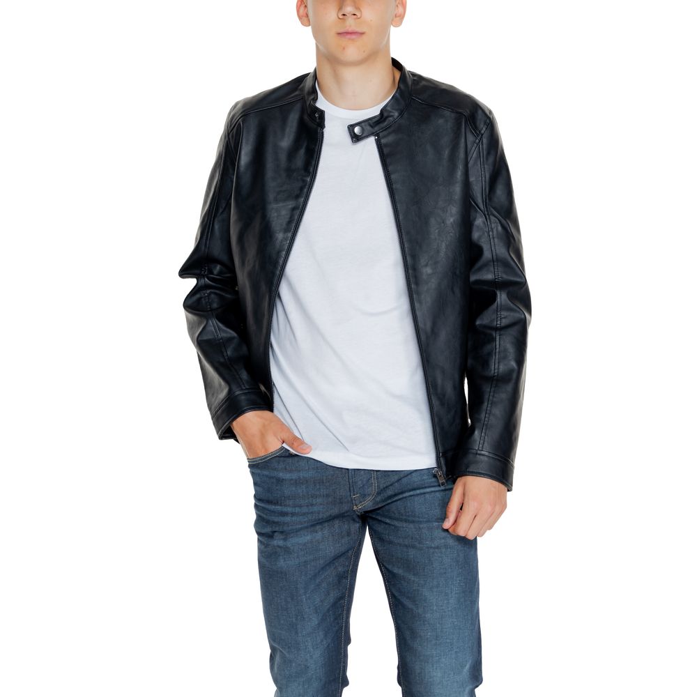 Jack Jones Black Wool Jacket for Effortless Sophistication