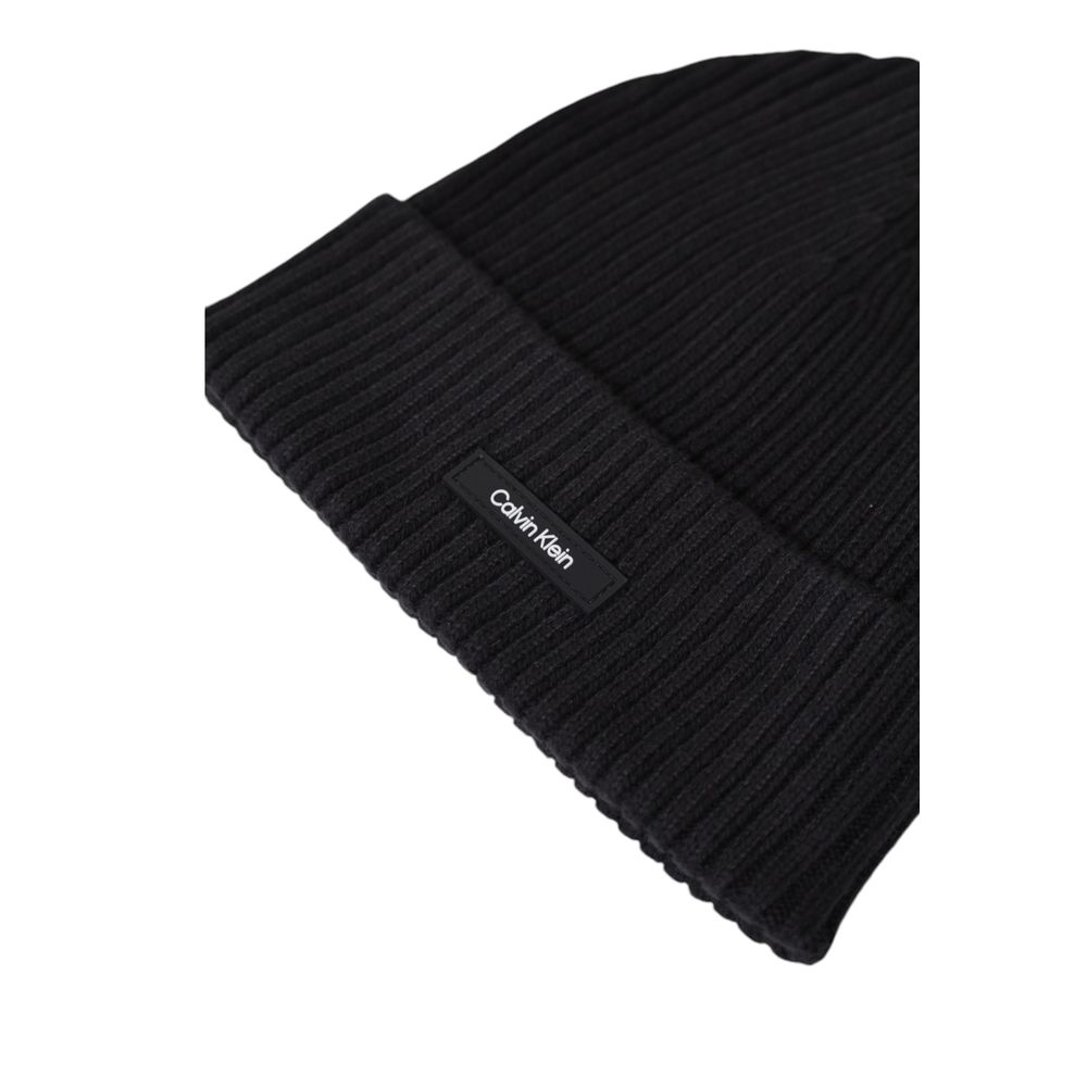 Calvin Klein Black Organic Cotton Beanie for Sophisticated Style