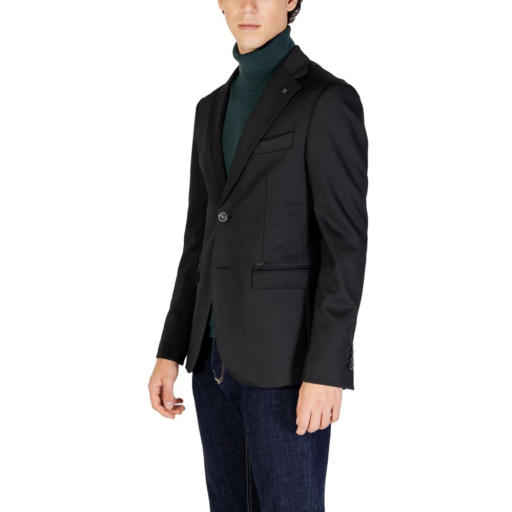 Gianni Lupo Black Wool Blazer for Timeless Elegance