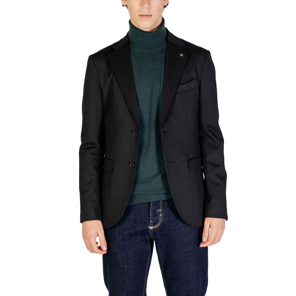 Gianni Lupo Black Wool Blazer for Timeless Elegance