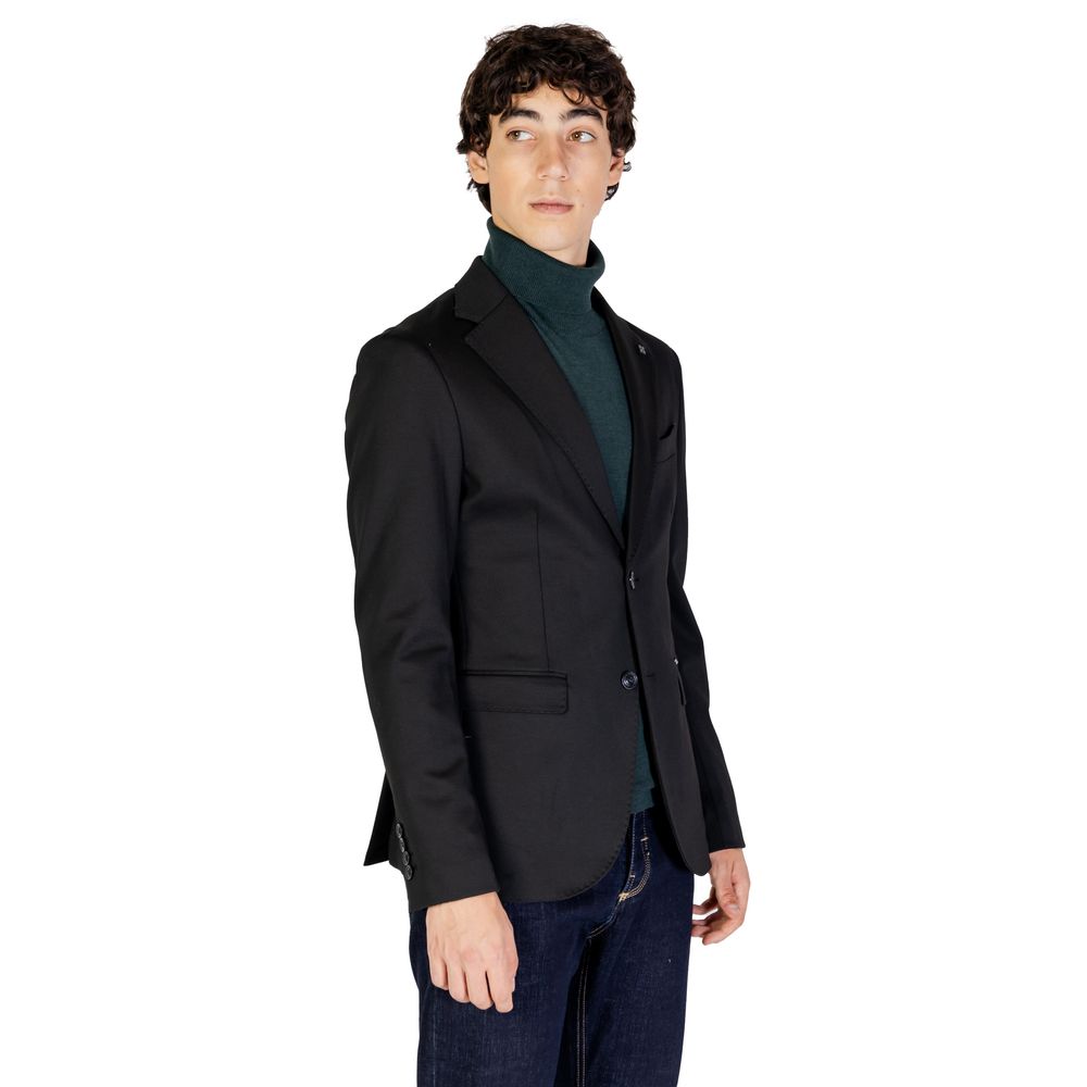Gianni Lupo Black Wool Blazer for Timeless Elegance