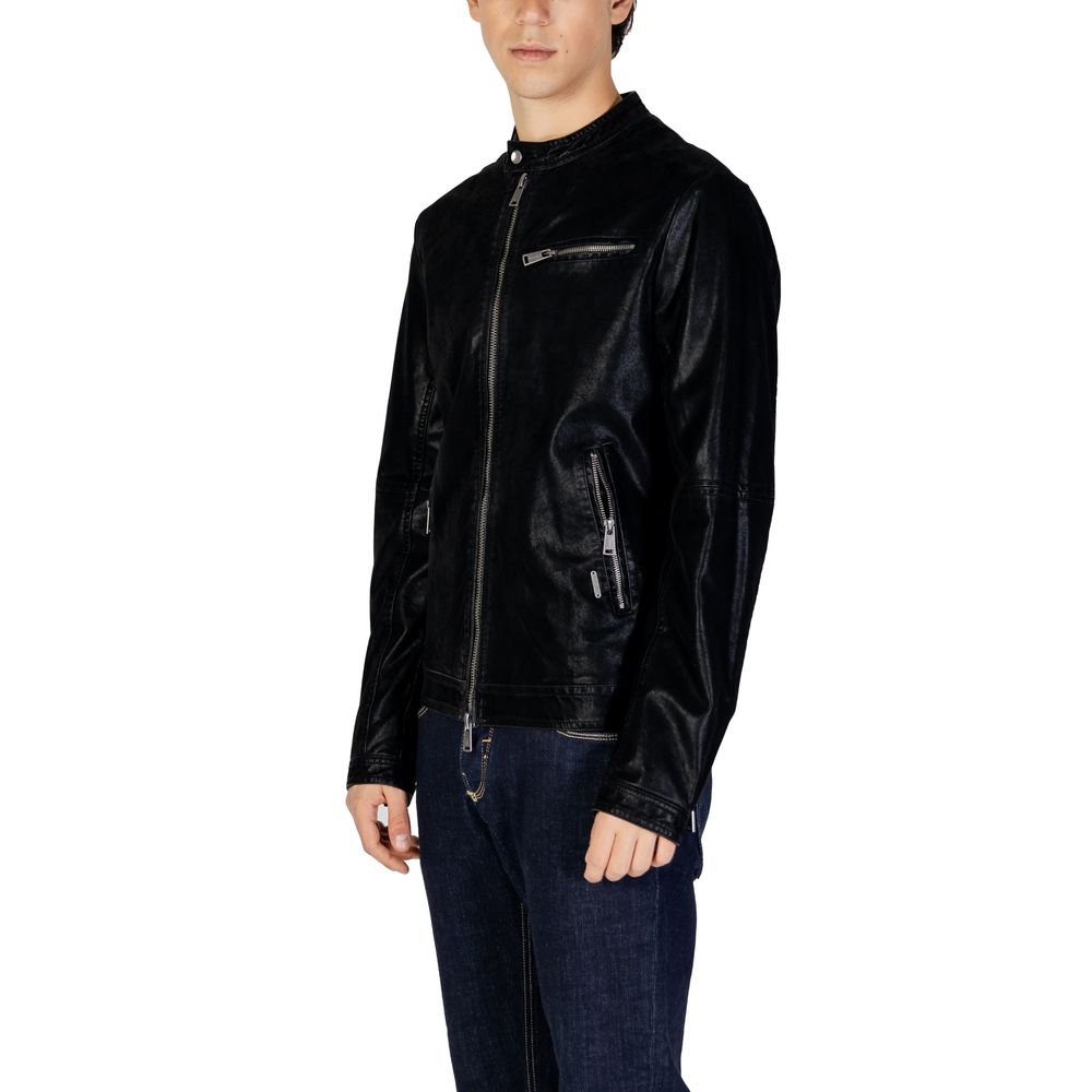 Gianni Lupo Black Cotton Jacket Exuding Timeless Elegance