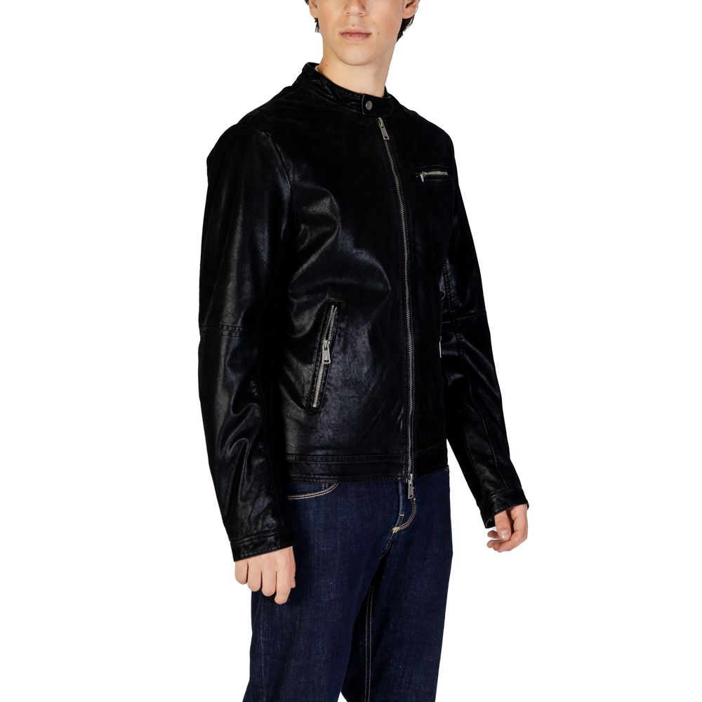 Gianni Lupo Black Cotton Jacket Exuding Timeless Elegance