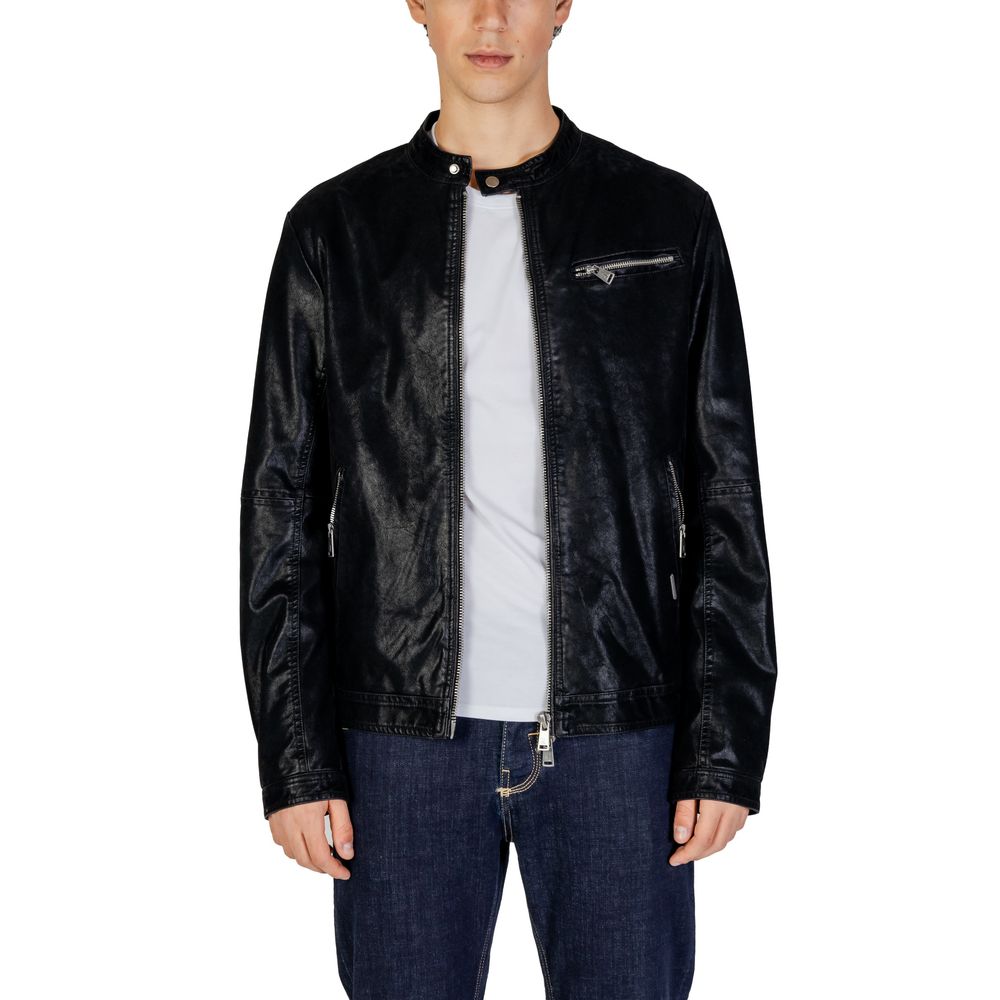 Gianni Lupo Black Cotton Jacket Exuding Timeless Elegance