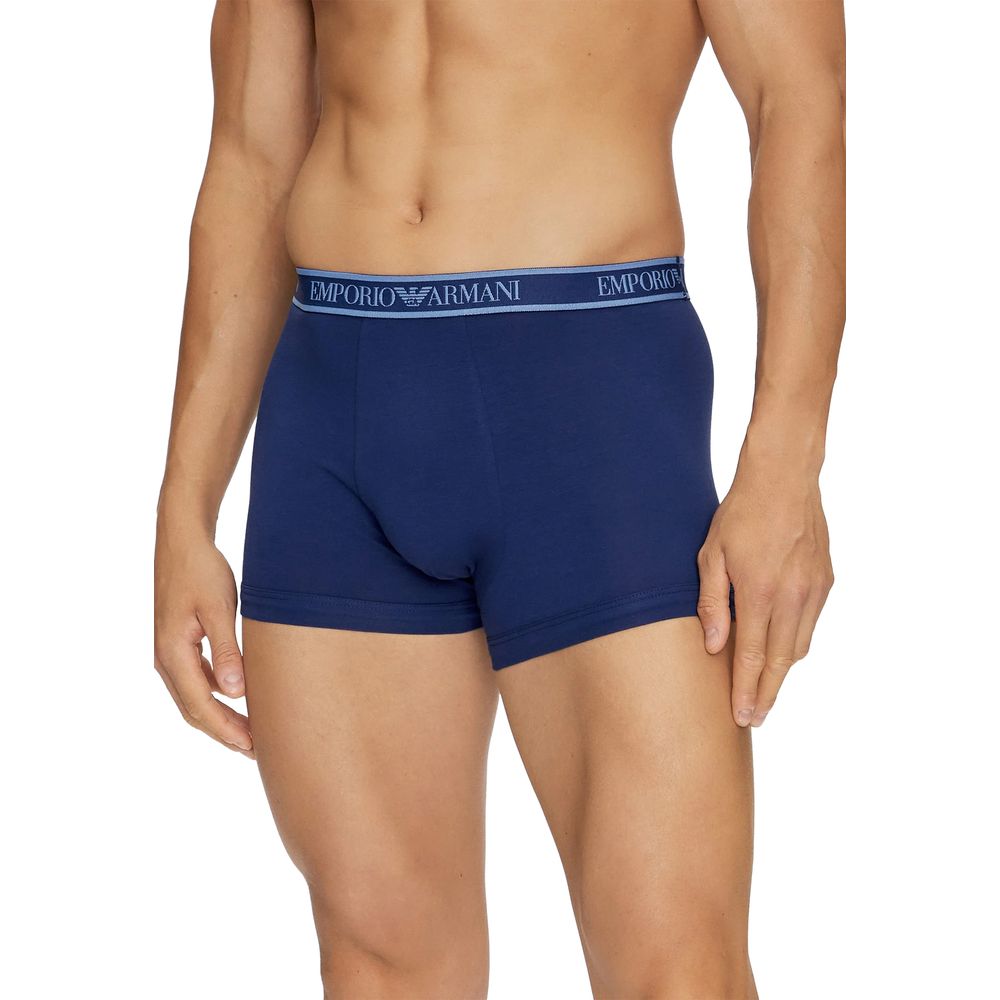 Emporio Armani Blue Cotton Underwear Trunks Set