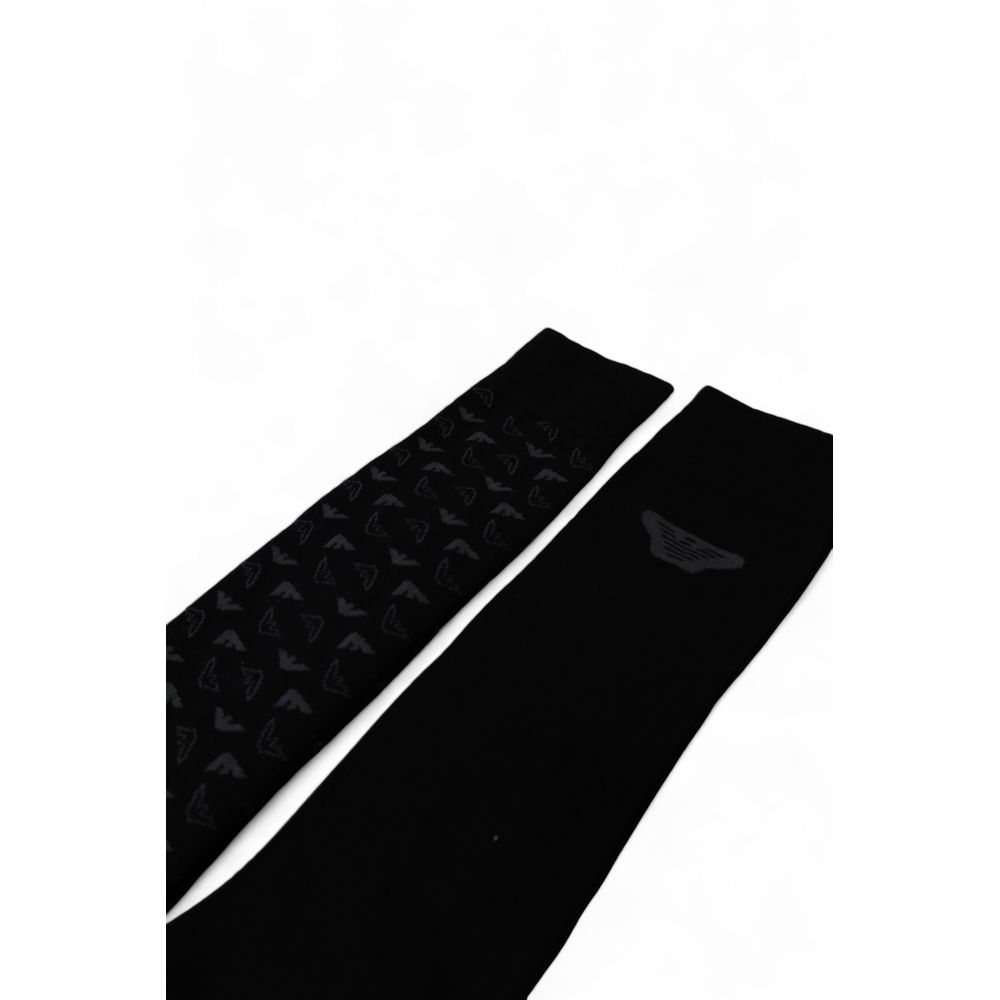 Emporio Armani Black Cotton Sock for Luxurious Comfort