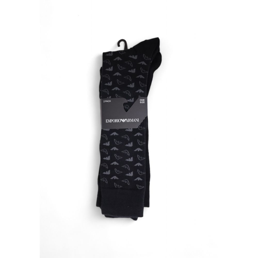 Emporio Armani Black Cotton Sock for Luxurious Comfort