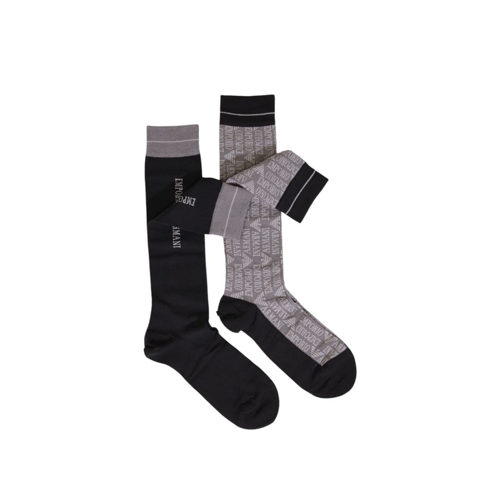 Emporio Armani Black Cotton Sock for Luxury Style