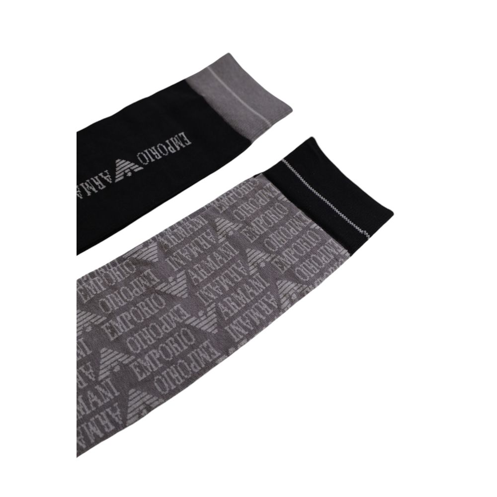 Emporio Armani Black Cotton Sock for Luxury Style