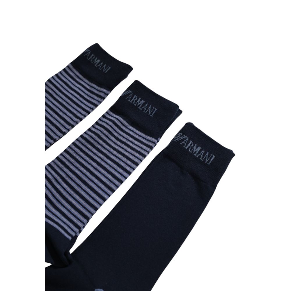 Emporio Armani Blue Cotton Sock for Elevating Style