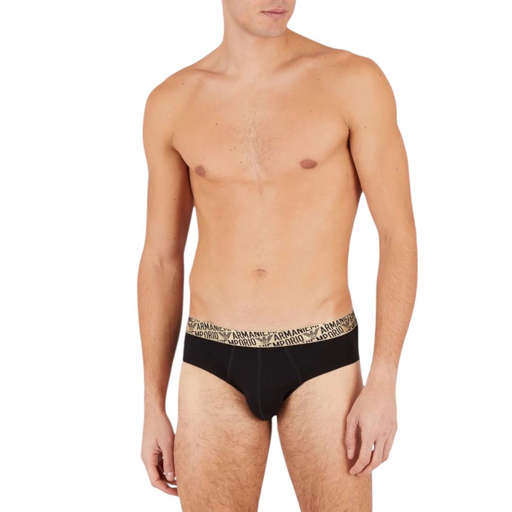 Emporio Armani Black Bicolor Cotton Briefs Collection