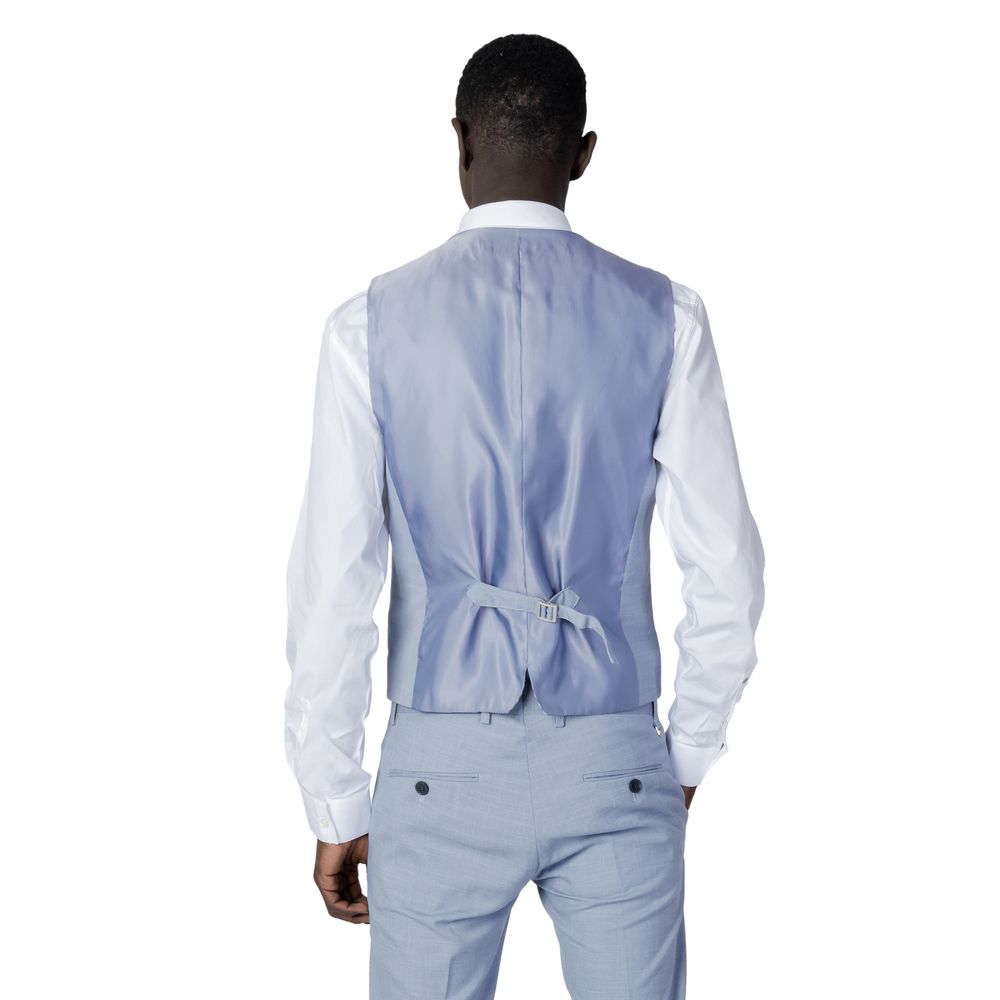Antony Morato Blue Wool Tailored Vest for Refined Elegance
