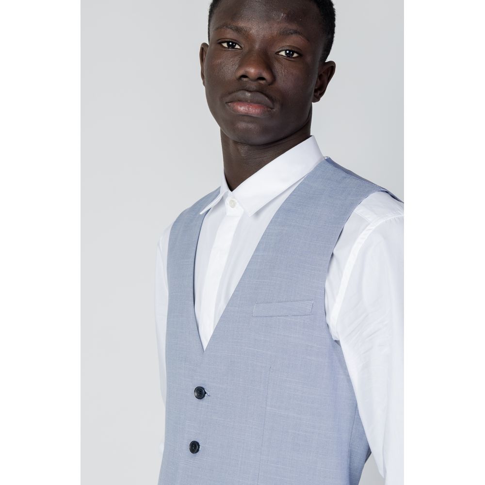 Antony Morato Blue Wool Tailored Vest for Refined Elegance