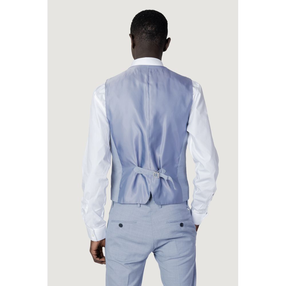 Antony Morato Blue Wool Tailored Vest for Refined Elegance