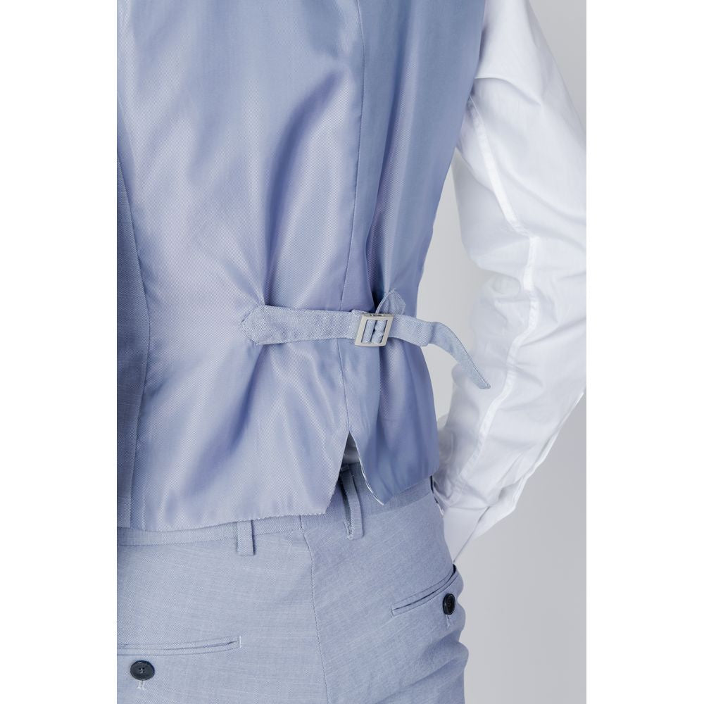 Antony Morato Blue Wool Tailored Vest for Refined Elegance