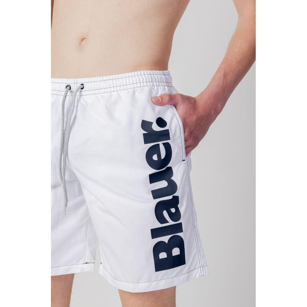 Blauer White Cotton Swimwear for Effortless Summer Elegance
