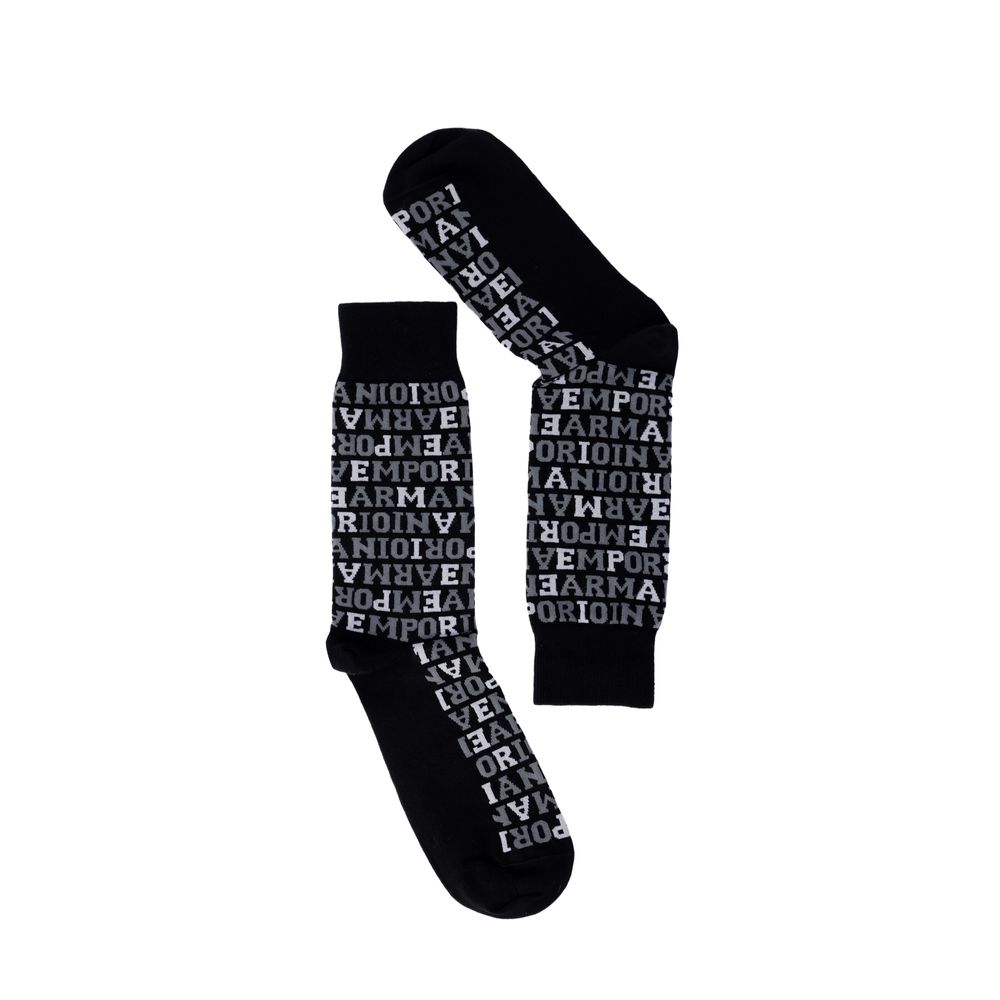Emporio Armani Black Cotton Sock for Luxury Comfort