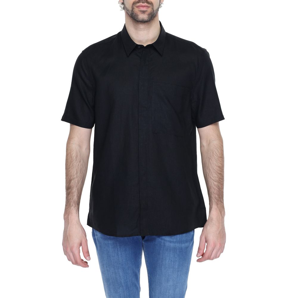 Antony Morato Black Linen Shirt for Timeless Elegance