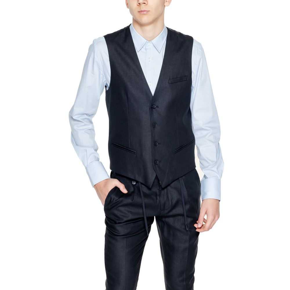 Antony Morato Black Linen Vest for Timeless Elegance