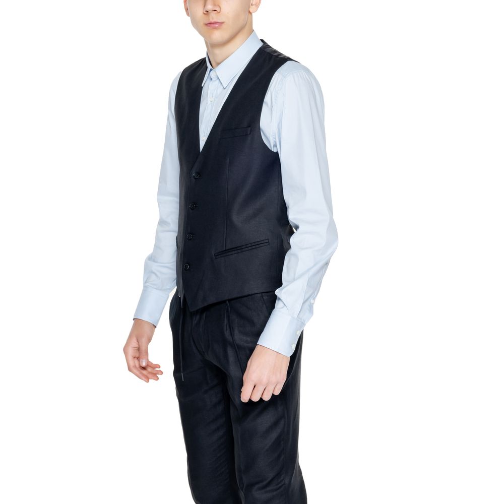 Antony Morato Black Linen Vest for Timeless Elegance