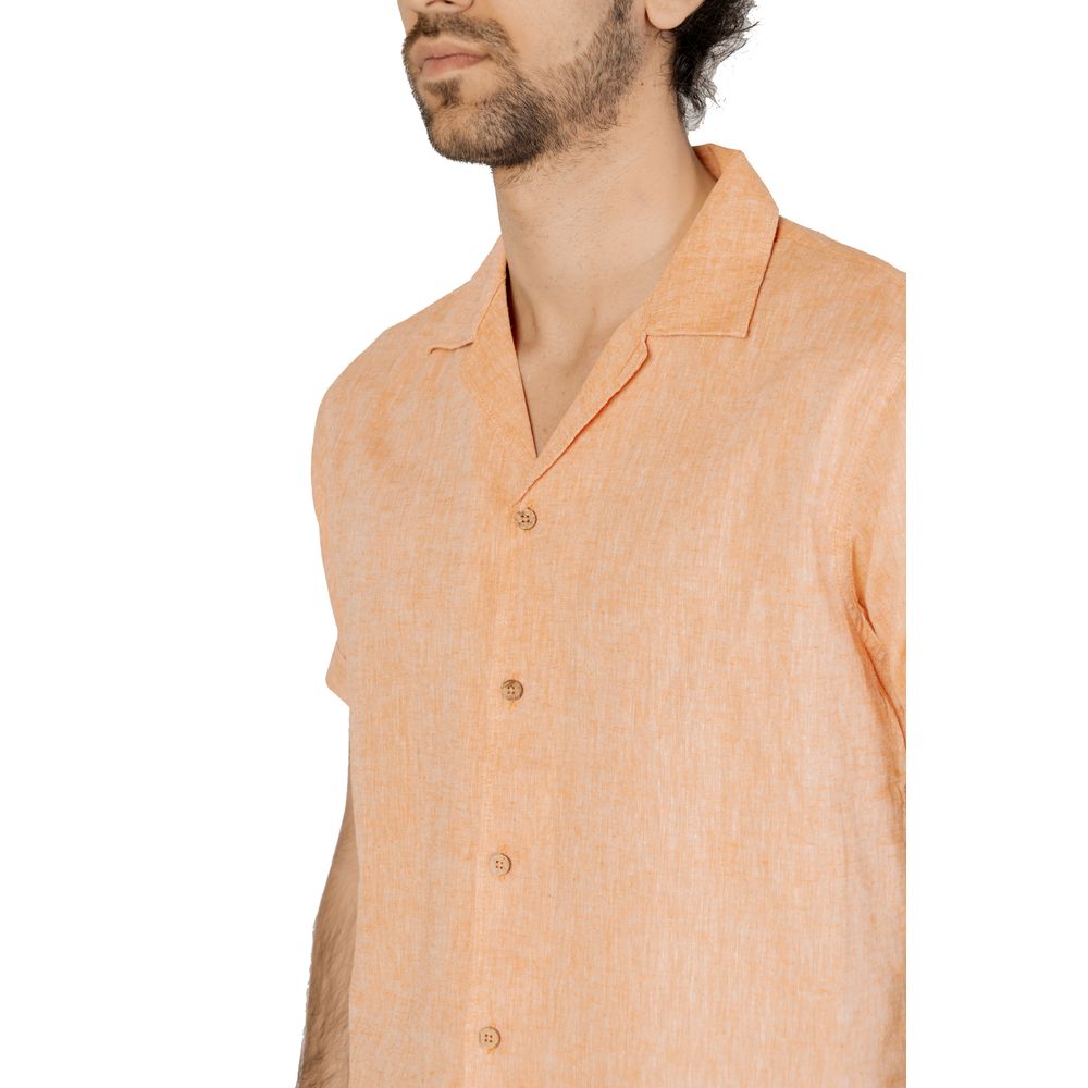 Hamaki-Ho Orange Linen Shirt for Effortless Sophistication
