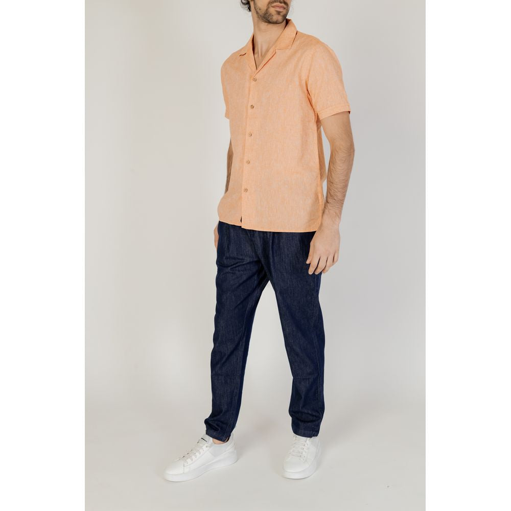 Hamaki-Ho Orange Linen Shirt for Effortless Sophistication