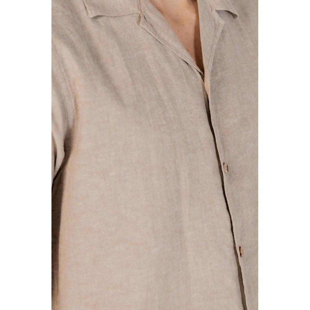 Hamaki-Ho Beige Linen Shirt for Effortless Elegance