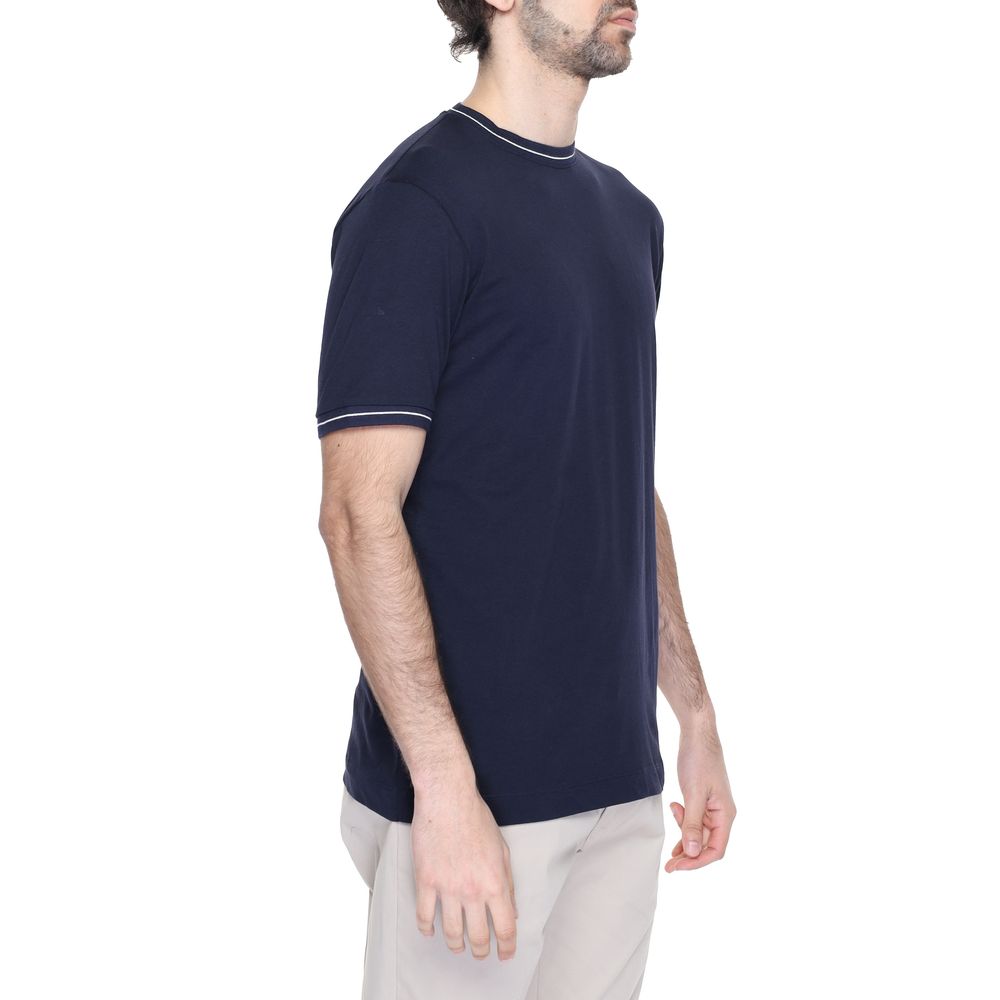 Hamaki-Ho Blue Cotton T-Shirt for Elevated Casual Style