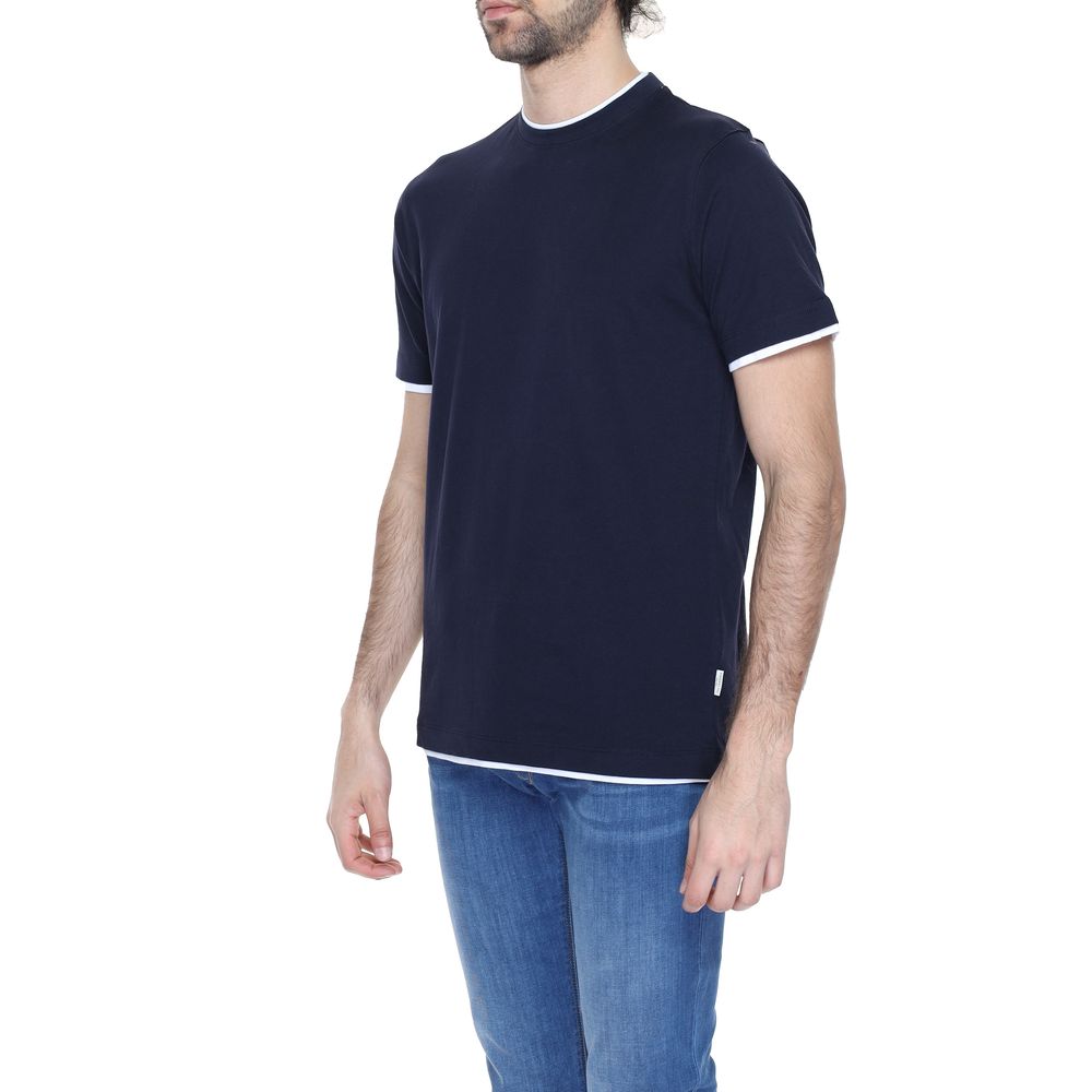 Hamaki-Ho Blue Cotton T-Shirt for Effortless Elegance
