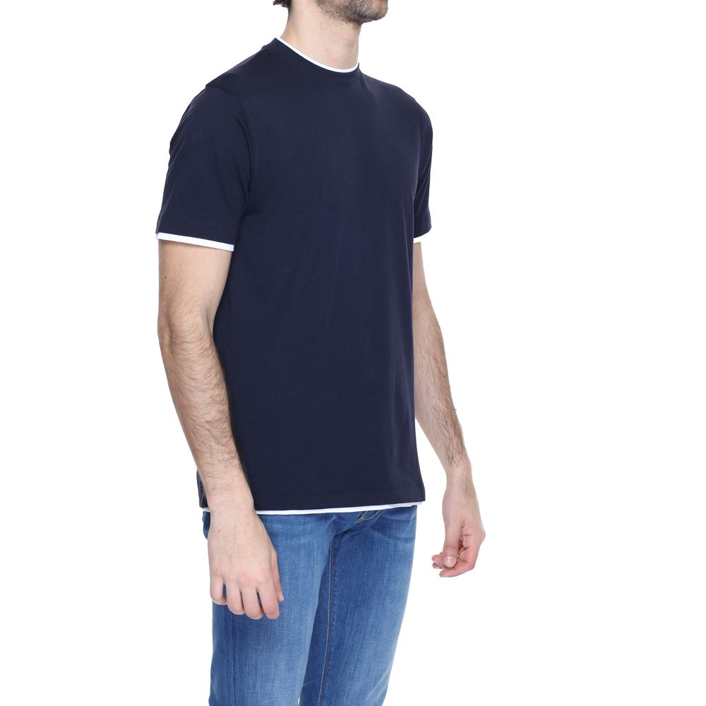 Hamaki-Ho Blue Cotton T-Shirt for Effortless Elegance