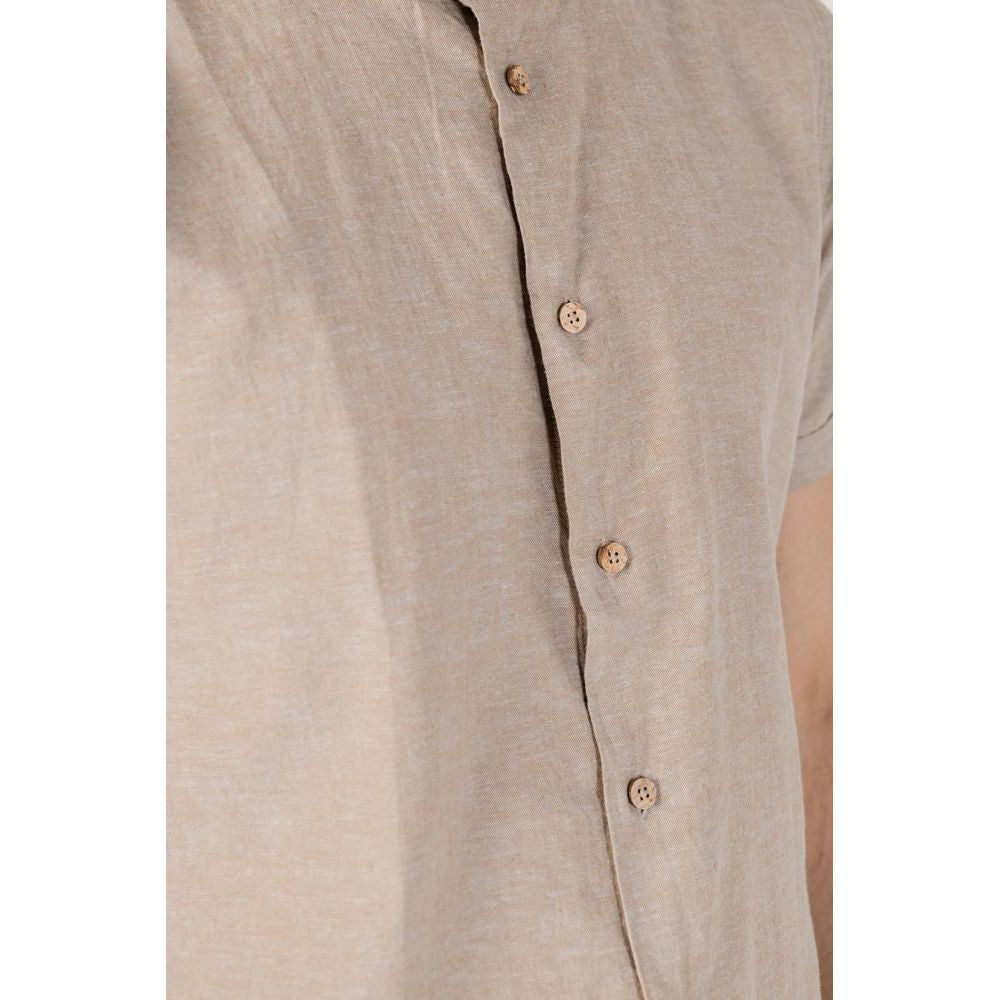 Hamaki-Ho Beige Linen Shirt for Effortless Elegance