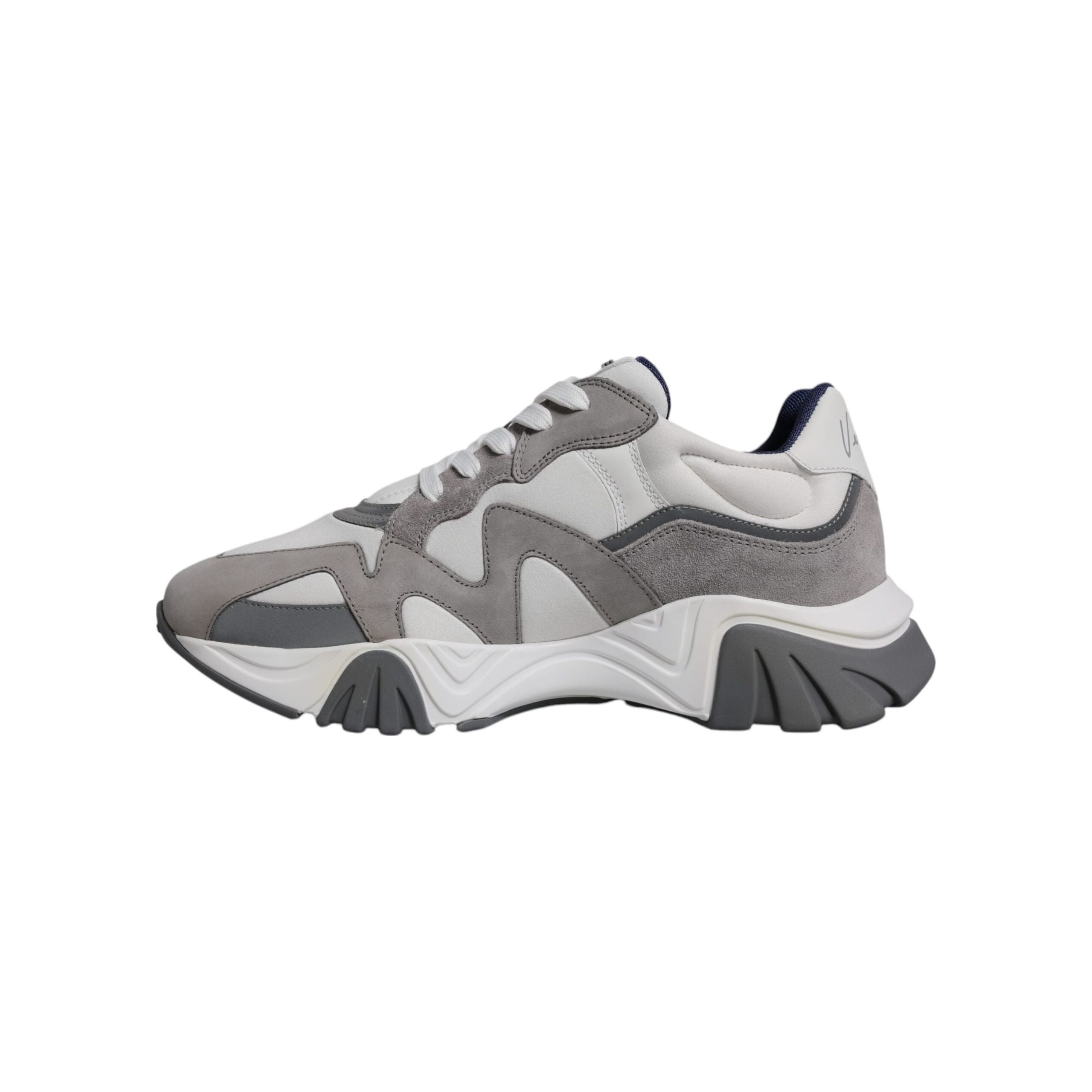 Versace Grey Leather Neoprene Chunky Low Top Squalo Sneakers