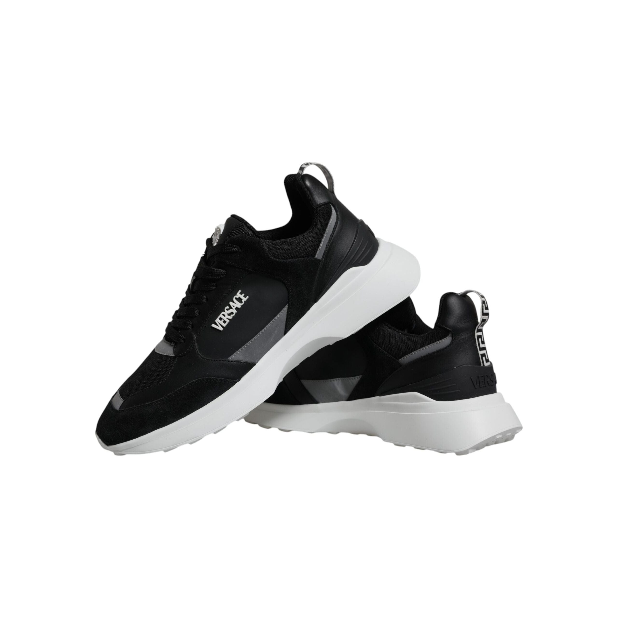 Versace Black Canvas Quad Fabric Medusa Low Top Sneakers