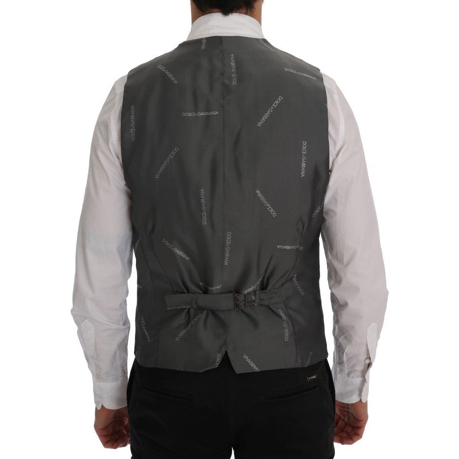 Dolce & Gabbana Black Cotton Waistcoat Vest Elegance