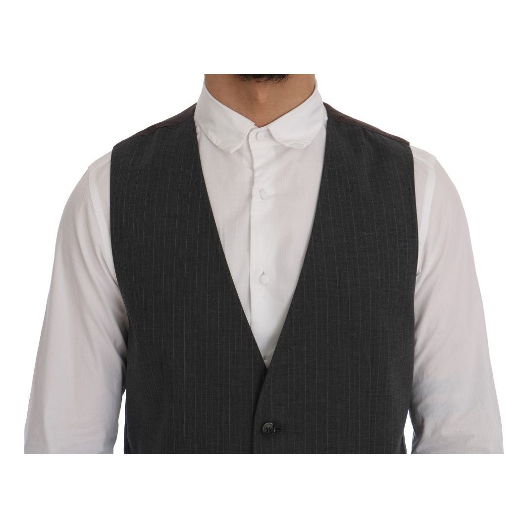 Dolce & Gabbana Gray Cotton Waistcoat Vest