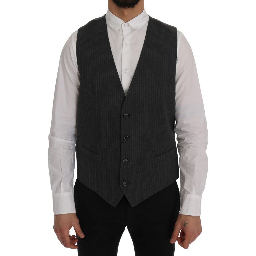 Dolce & Gabbana Gray Cotton Viscose Waistcoat Vest