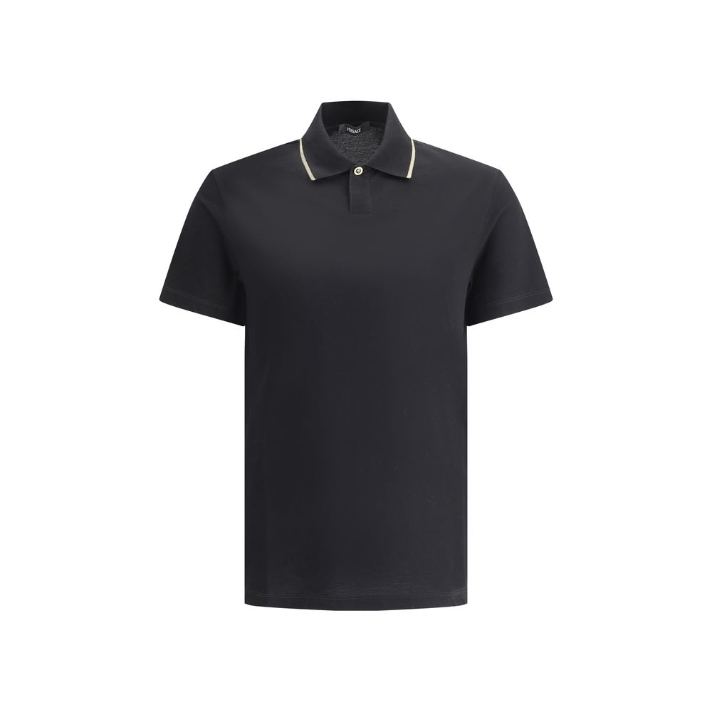 Versace White Premium Cotton Polo Shirt Crafted from Premium Cotton Elegance