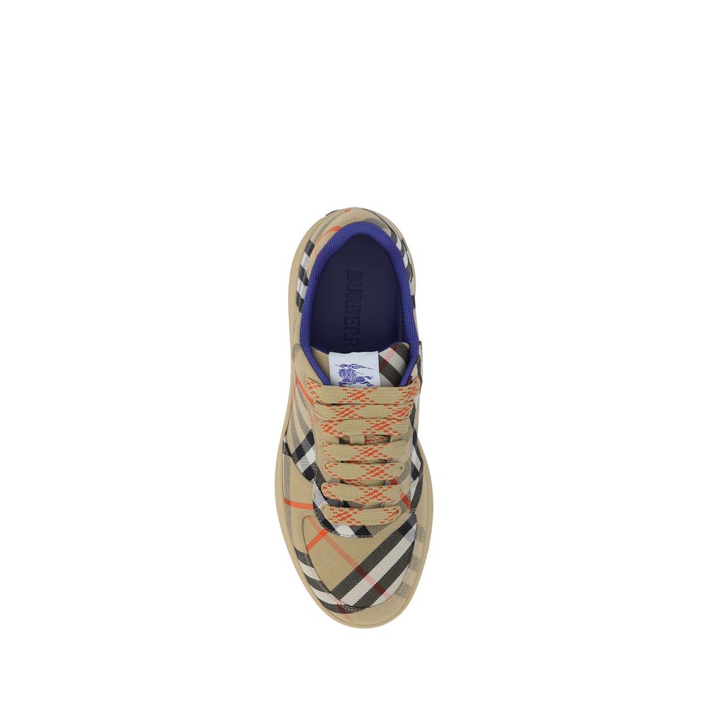 Burberry Multicolour Cotton Trainer Sneakers with Iconic Check Design