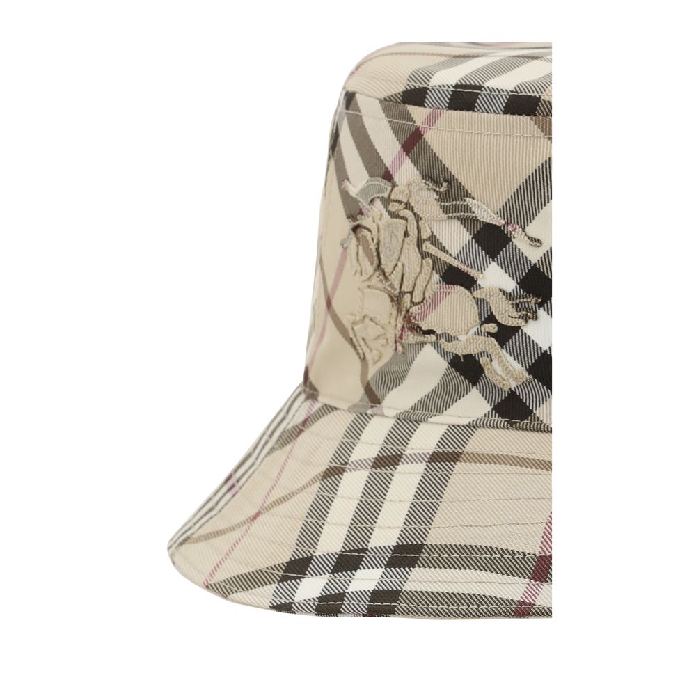 Burberry Beige Cotton Bucket Hat in Iconic Check Print