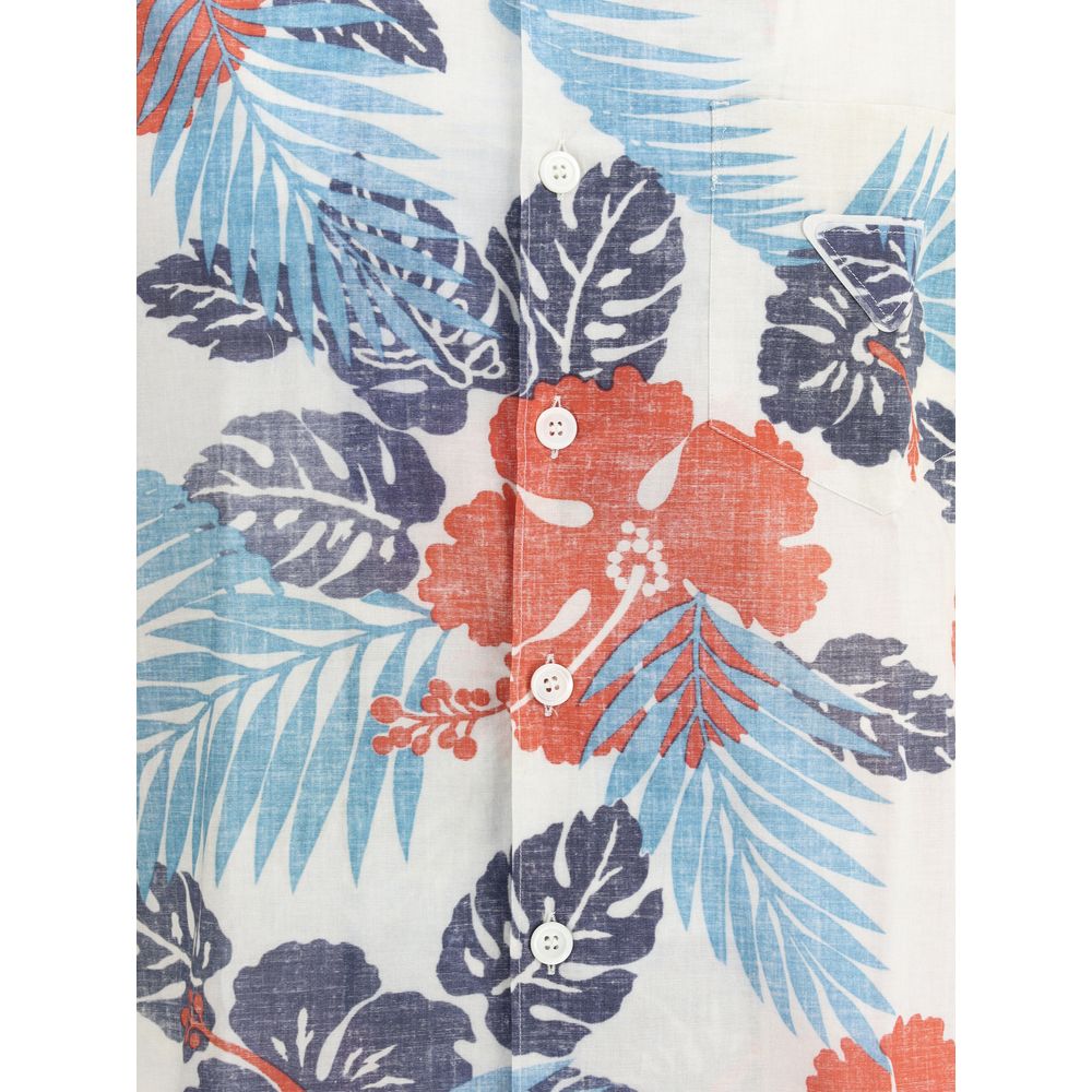 Prada Multicolor Woven Cotton Batista Shirt