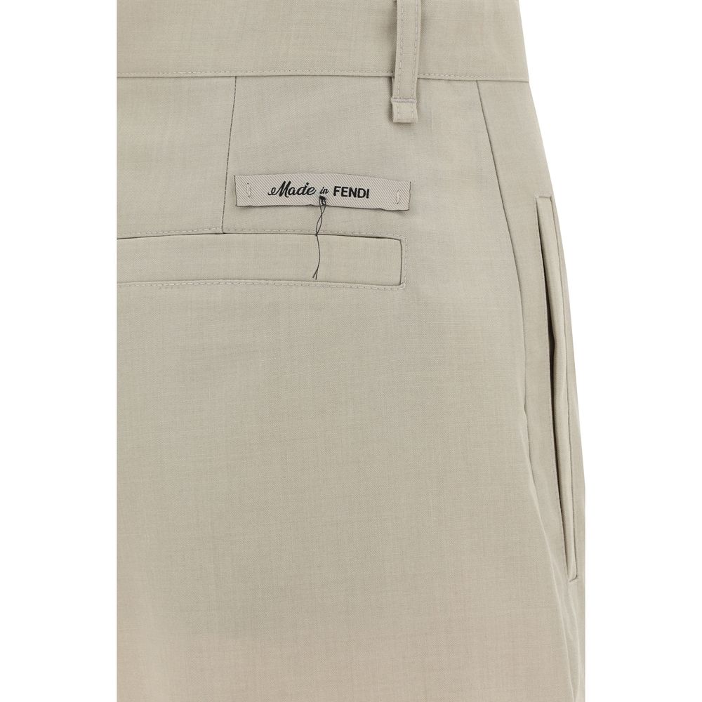 Fendi Grey Fleece Wool Bermuda Shorts – Luxurious Tailored Elegance