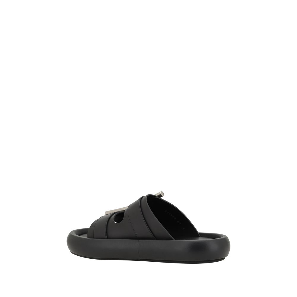 Alexander McQueen Black Leather Sandals with Signature Elegance