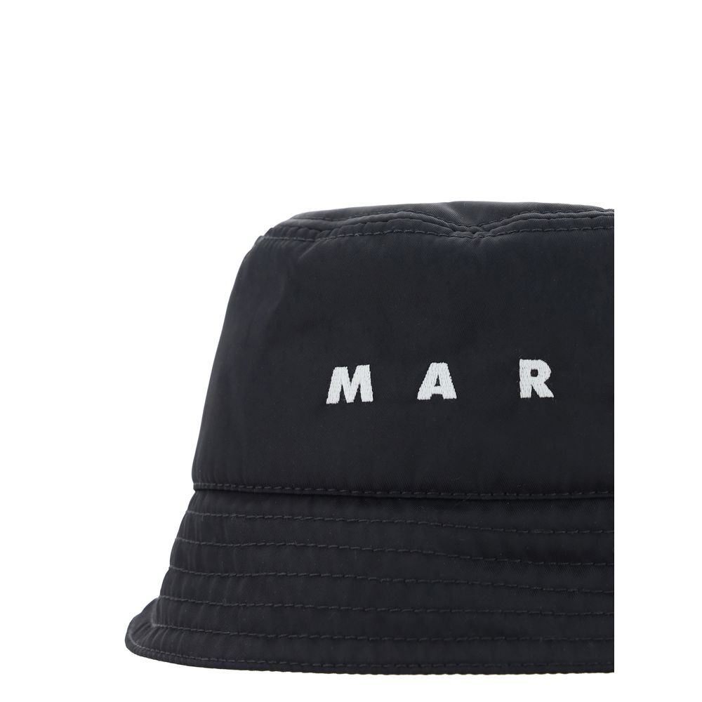 Marni Black Cotton Bucket Hat in Chic Monochrome Design