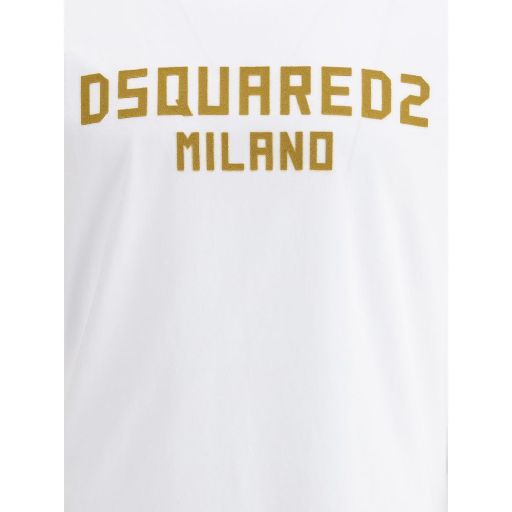 Dsquared² White Cotton T-Shirt with Iconic Monogram Detail