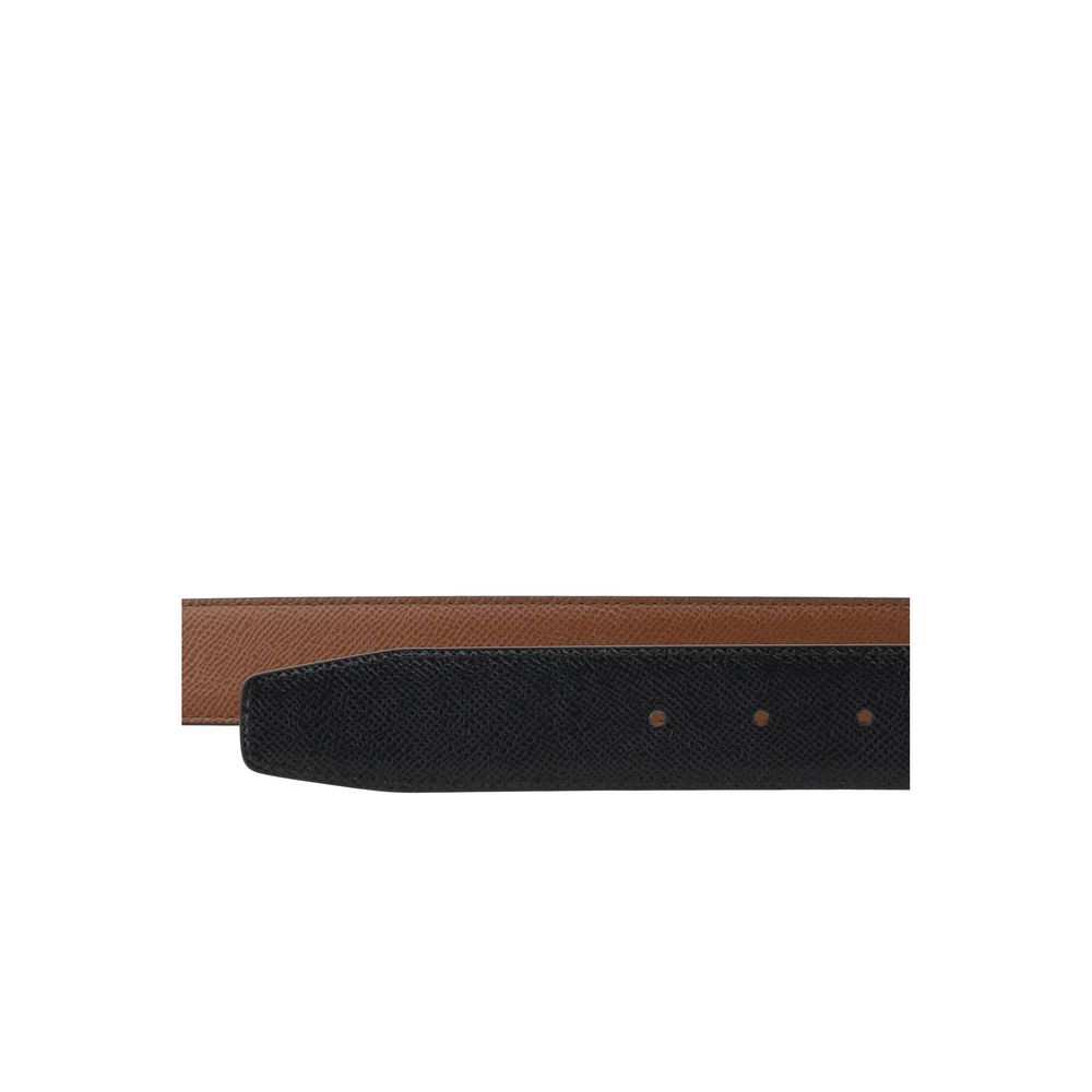 Ferragamo Black Grained Leather Reversible Belt