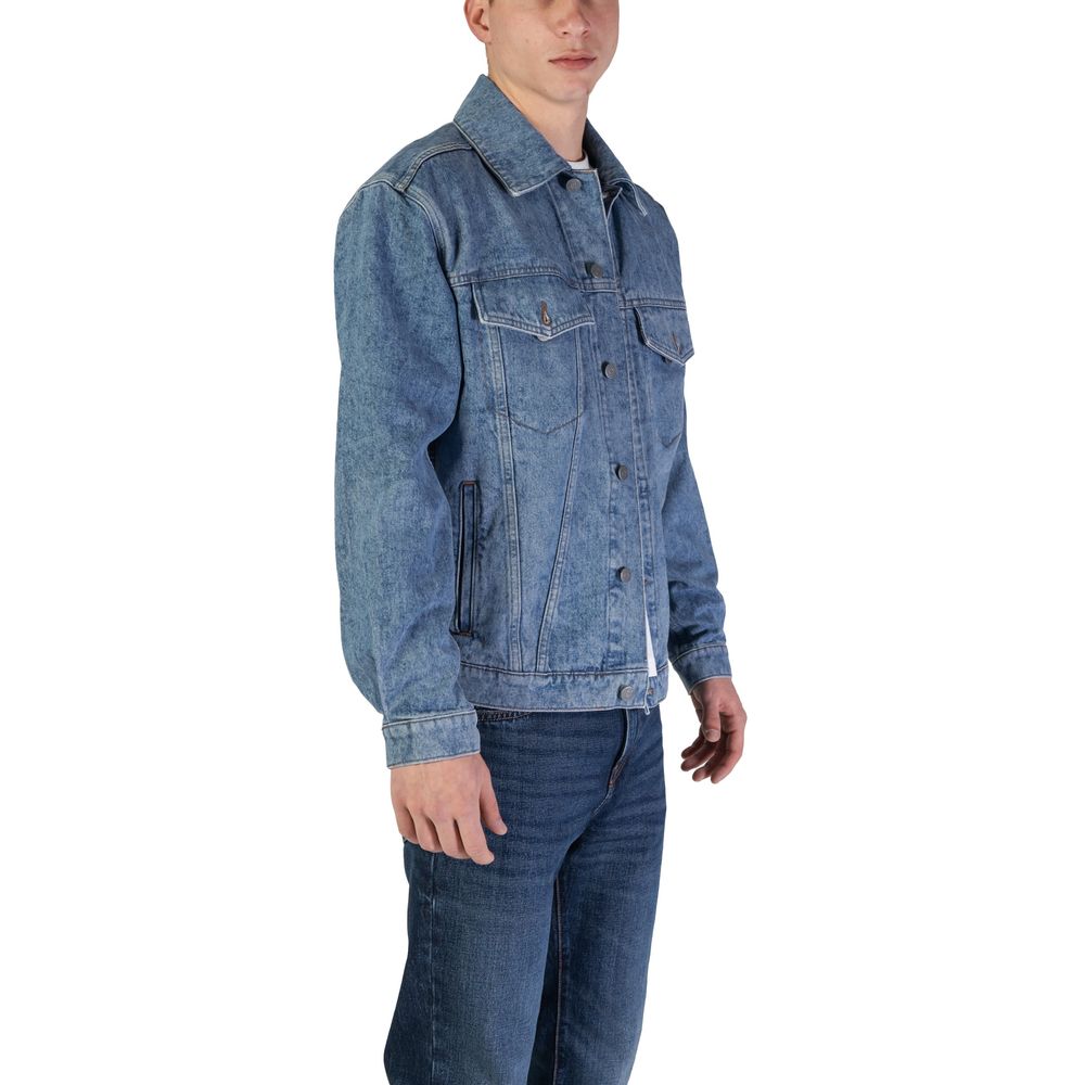 Hugo Boss Light Blue Cotton Jacket for Timeless Elegance