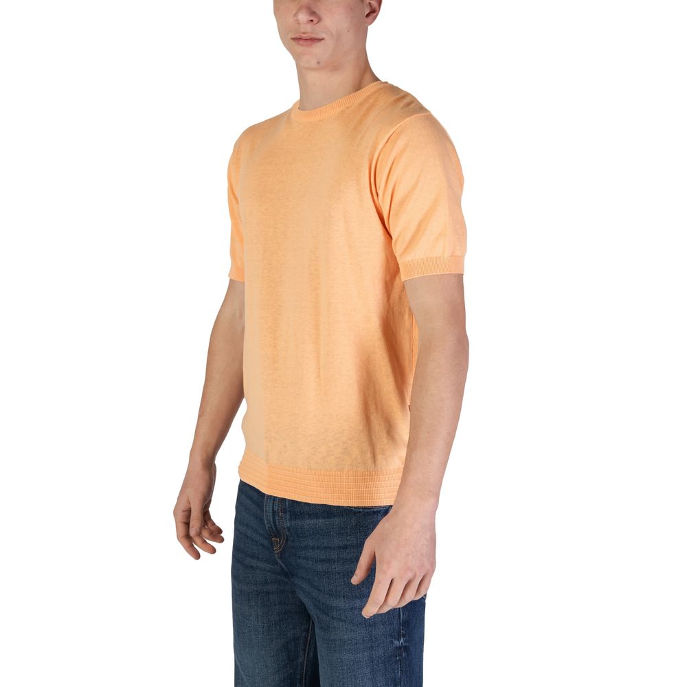 Hamaki-Ho Orange Cotton T-Shirt for Effortless Elegance